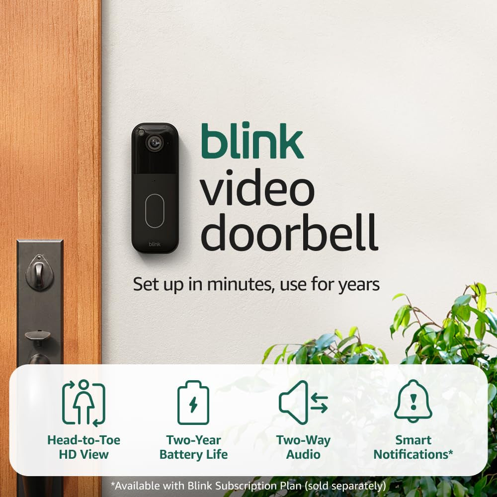 Video Doorbell (Newest Model) – Head-To-Toe HD View, Two-Year Battery Life, and Simple Setup. Sync Module Core Included – System (Black)